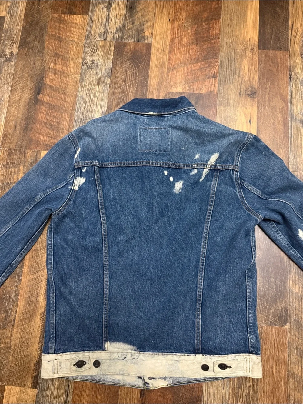 Levi’s Original Trucker Jacket Medium Blue Bleach Splatter Distressed Denim - Picture 7 of 8